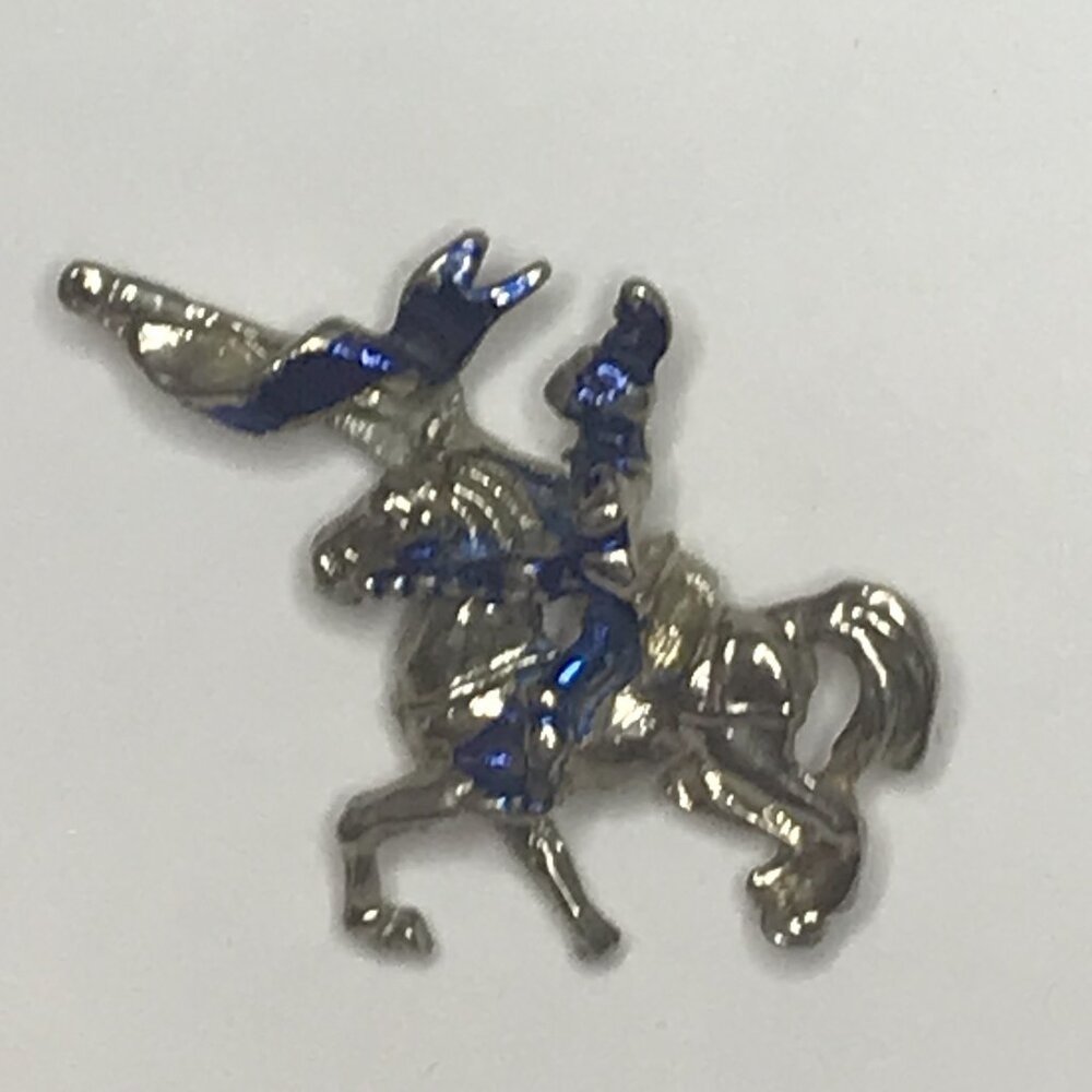 Silver and Blue Knight Pin